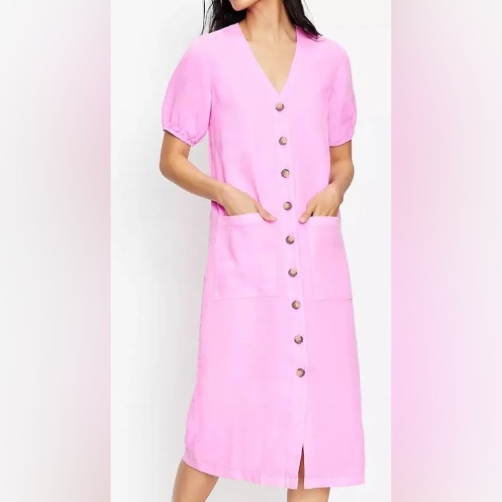 Lou & Grey V-Neck Pink Midi Dress